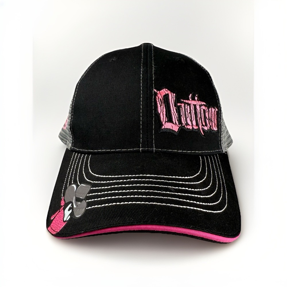 Ladies Pink And Black Grey Mesh Embroidered Trucker Hat Women's OSFA